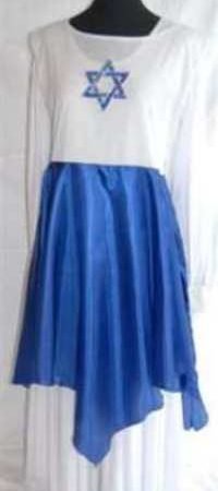 White Knit Dance Top w/Blue Star of David - SSOD-01NCW