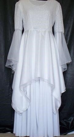 White/Silver Knit Dance Top w/Double Skirt/Bell Chiffon - WSBDTNCW